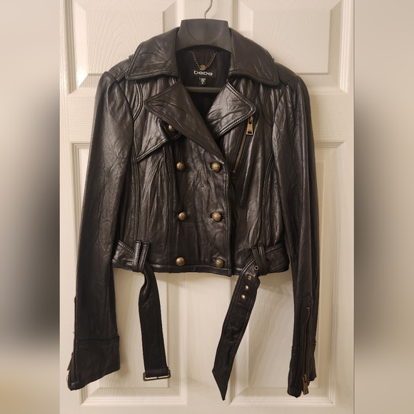 Bebe Women's Black Leather Jacket - Picture 1 of 10